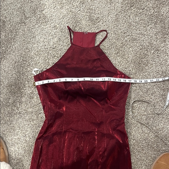 Sherri Hill 53004 Short Halter Neck Sheath Dress in Wine Color Size 10 - Picture 10 of 12